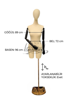 38 Beden Pantolon Giyebilen Ahşap Kollu Terzi Mankeni Vitrin Mankeni