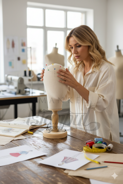 Dik Ve Yatay İğne Batabilen Bayan Kumaş Kaplı Kafa Mankeni