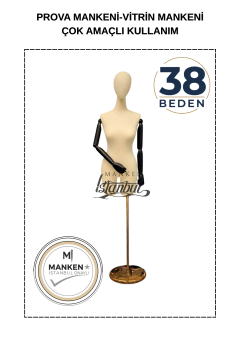 38 Beden Pantolon Giyebilen Ahşap Kollu Terzi Mankeni Vitrin Mankeni