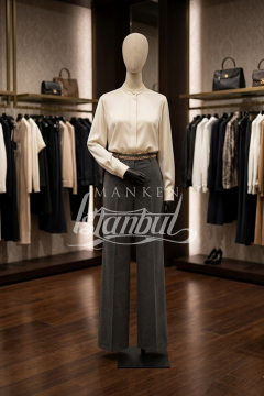 38 Beden Pantolon Giyebilen Ahşap Kollu Terzi Mankeni Vitrin Mankeni