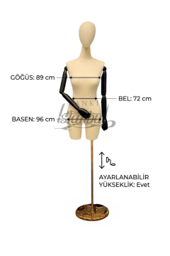 38 Beden Pantolon Giyebilen Ahşap Kollu Terzi Mankeni Vitrin Mankeni