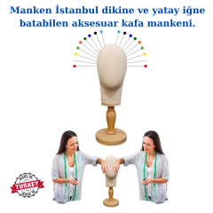 Dik Ve Yatay İğne Batabilen Bayan Kumaş Kaplı Kafa Mankeni
