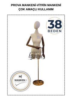 38 Beden Pantolon Giyebilen Ahşap Kollu Terzi Mankeni Vitrin Mankeni