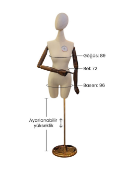 38 Beden Pantolon Giyebilen Ahşap Kollu Terzi Mankeni Vitrin Mankeni