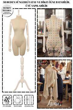38 Beden Süngerli Kollu Pantolon Giyebilen Terzi Mankeni