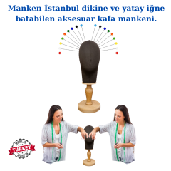 Dik Ve Yatay İğne Batabilen Bayan Kumaş Kaplı Kafa Mankeni