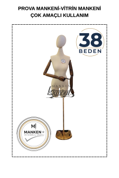 38 Beden Pantolon Giyebilen Ahşap Kollu Terzi Mankeni Vitrin Mankenİ