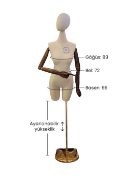 38 Beden Pantolon Giyebilen Ahşap Kollu Terzi Mankeni Vitrin Mankenİ