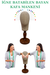 Dik Ve Yatay İğne Batabilen Bayan Kumaş Kaplı Kafa Mankeni