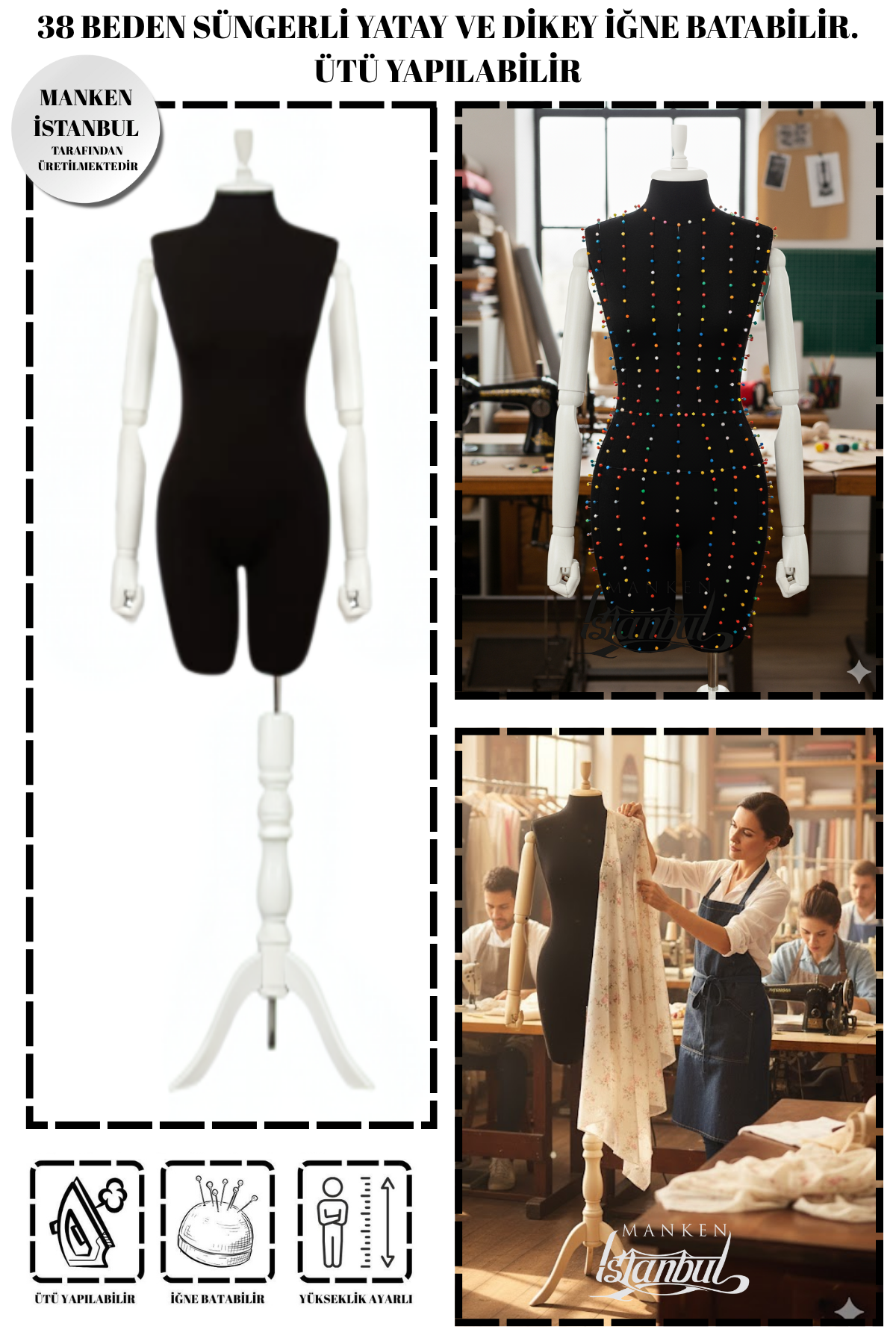 38 Beden Süngerli Kollu Pantolon Giyebilen Terzi Mankeni