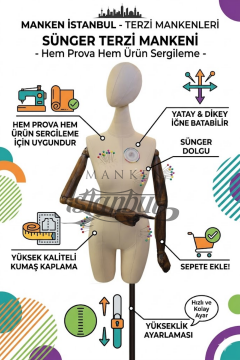 38 Beden Pantolon Giyebilen Ahşap Kollu Terzi Mankeni Vitrin Mankeni