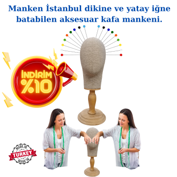 Dik Ve Yatay İğne Batabilen Bayan Kumaş Kaplı Kafa Mankeni