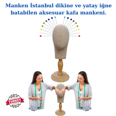 Dik Ve Yatay İğne Batabilen Bayan Kumaş Kaplı Kafa Mankeni