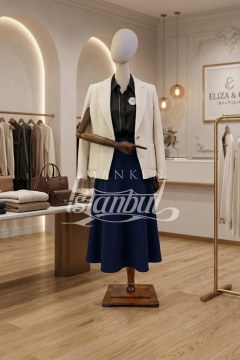 38 Beden Pantolon Giyebilen Ahşap Kollu Terzi Mankeni Vitrin Mankeni