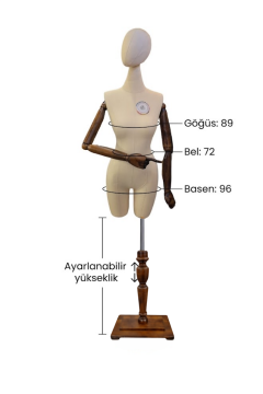 38 Beden Pantolon Giyebilen Ahşap Kollu Terzi Mankeni Vitrin Mankeni
