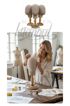 Dik Ve Yatay İğne Batabilen Bayan Kumaş Kaplı Kafa Mankeni