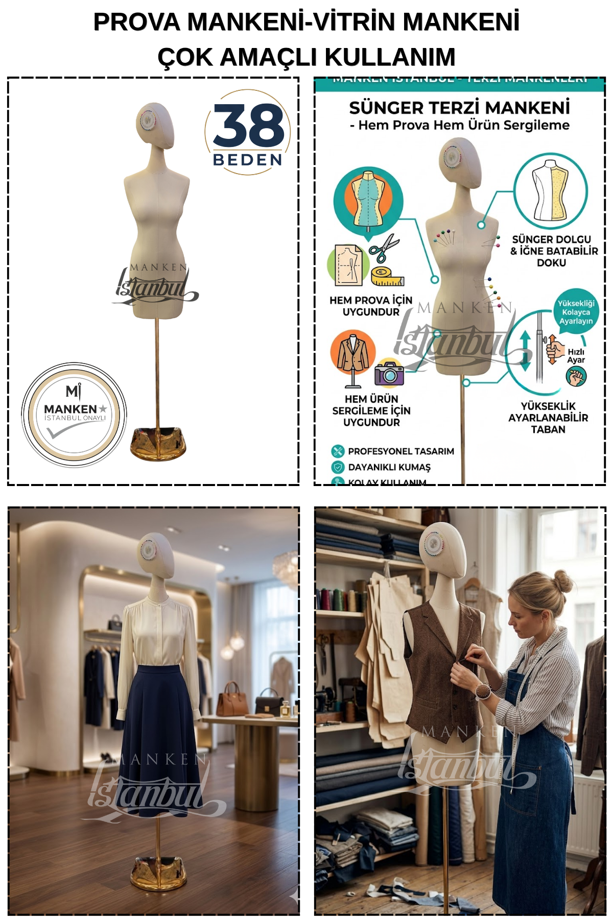 38 Beden Pantolon Giyebilen Terzi Mankeni Vitrin Mankeni