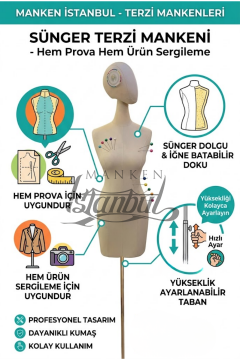 38 Beden Pantolon Giyebilen Terzi Mankeni Vitrin Mankeni