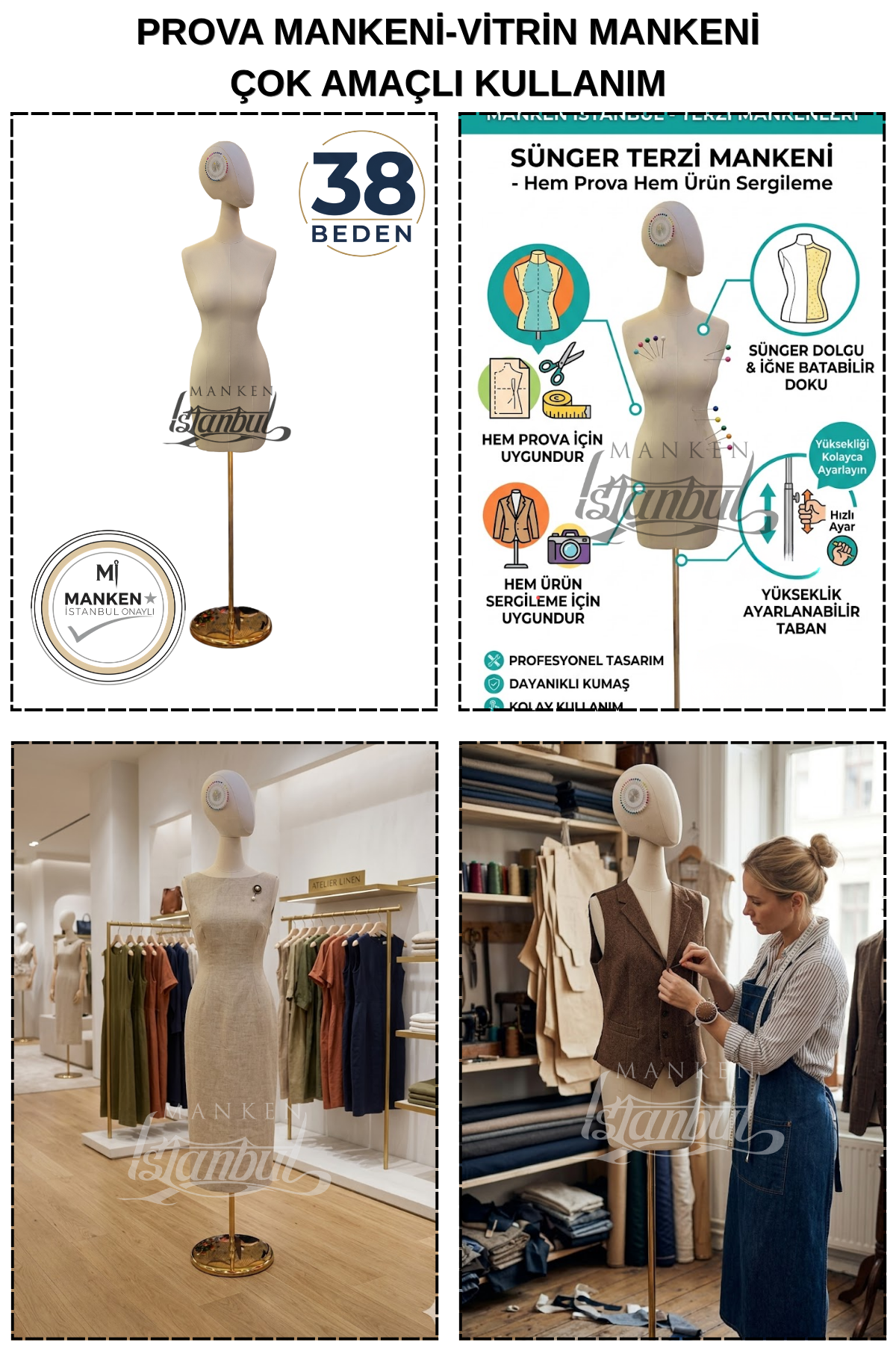 38 Beden Pantolon Giyebilen Terzi Mankeni Vitrin Mankeni