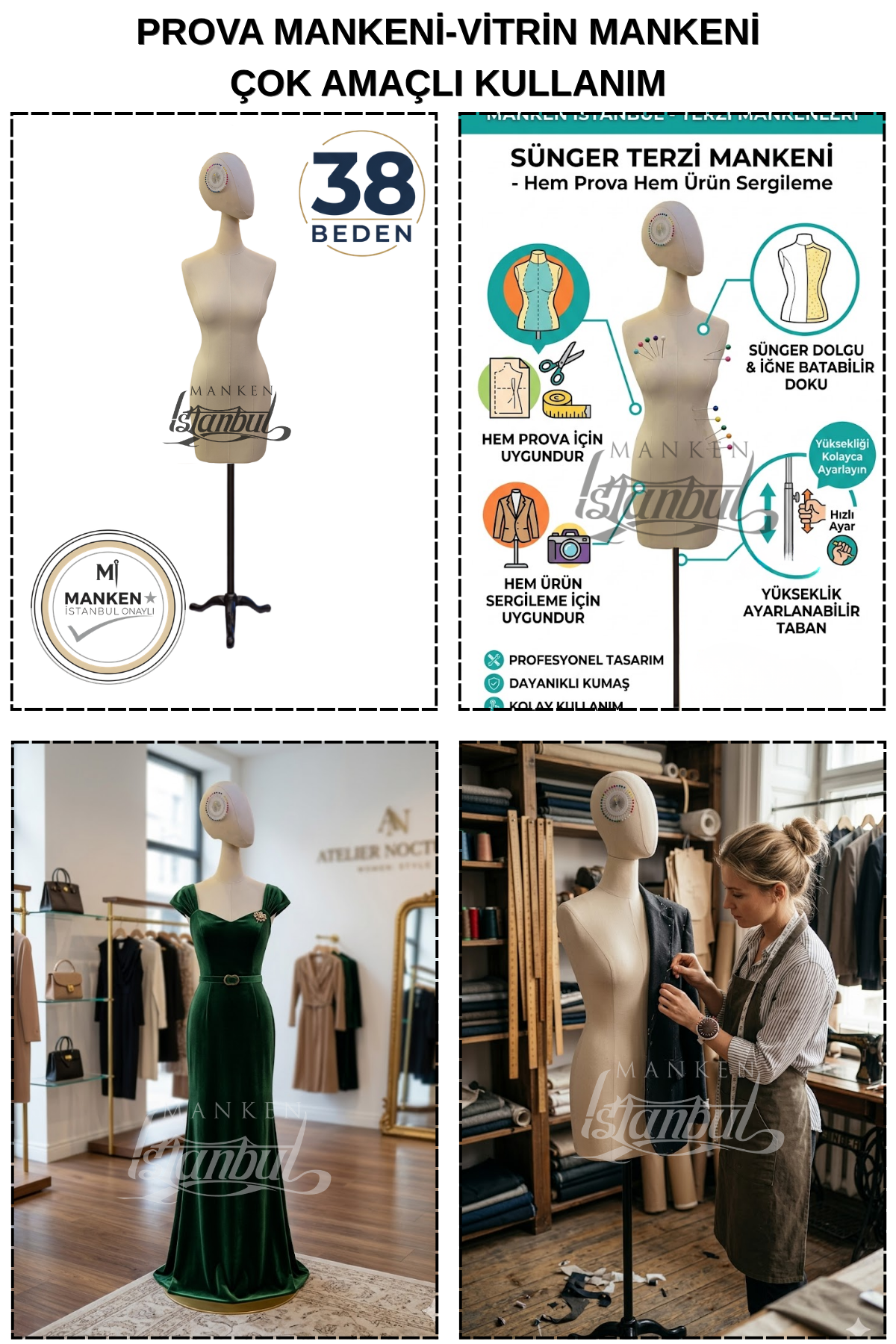 38 Beden Pantolon Giyebilen Terzi Mankeni Vitrin Mankeni