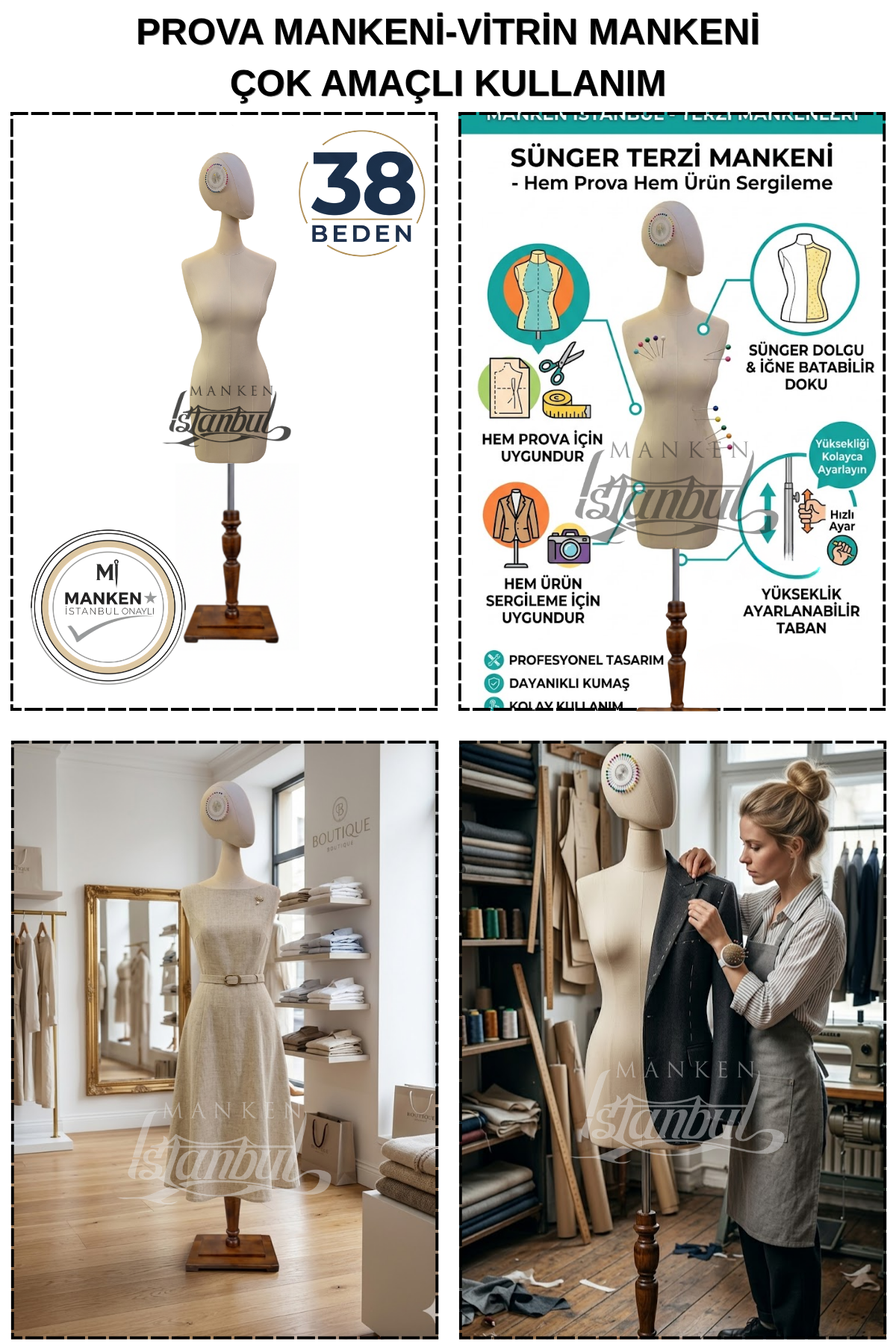 38 Beden Pantolon Giyebilen Terzi Mankeni Vitrin Mankeni