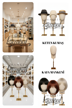 Özel Gold Standlı Kafa Mankeni Peruk Mankeni Aksesuar Mankeni