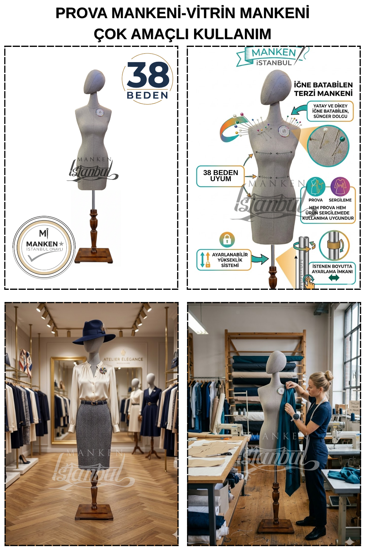 38 Beden Pantolon Giyebilen Terzi Mankeni Vitrin Mankeni