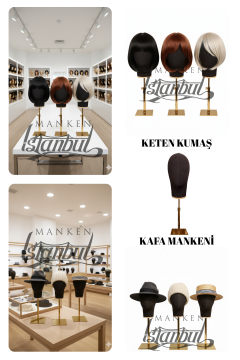 Özel Gold Standlı Kafa Mankeni Peruk Mankeni Aksesuar Mankeni