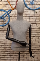 Tel Kafa Keten Kumaş Ahşap Kollu Erkek Terzi Mankeni