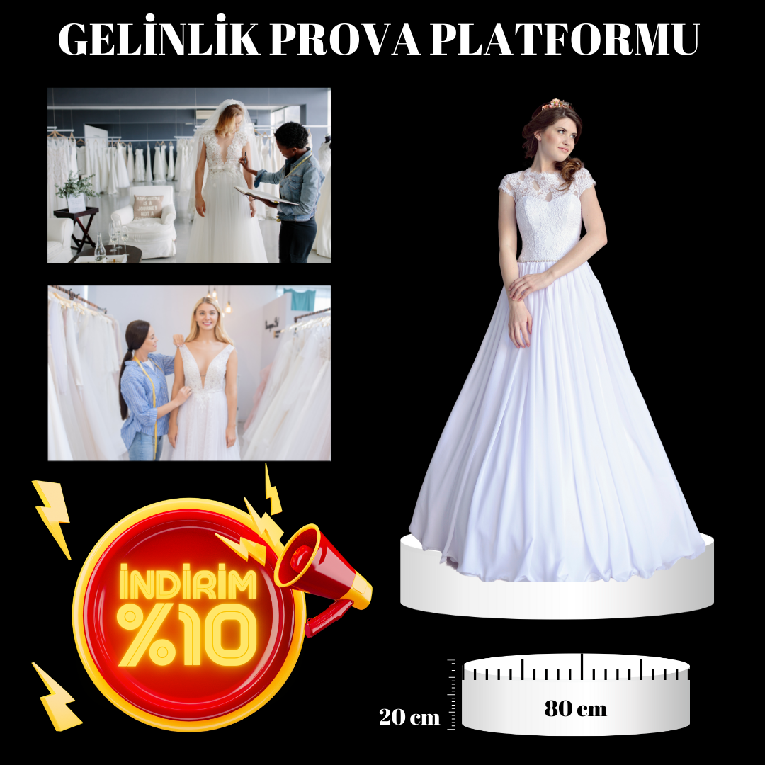 Gelinlik Prova Platformu Prova Standı 150 Kg Taşıma Kapasitesi