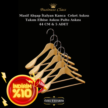 Business Class 5 Adet 48 Cm Ahşap Takım Elbise Ceket askısı