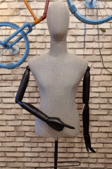 Tel Kafa Keten Kumaş Ahşap Kollu Erkek Terzi Mankeni