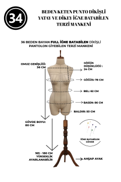 Dikiş Takım Setli 34 Beden Özel Kumaş Paçalı Terzi Mankeni