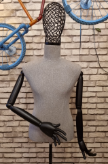 Tel Kafa Keten Kumaş Ahşap Kollu Erkek Terzi Mankeni