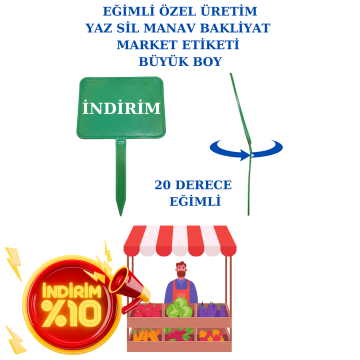 10 Adet Büyük Boy Eğimli Adet Yaz Sil Sapla Bakliyat Etiketliği Manav Etiketliği Pazarcı Etiketi