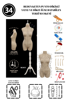 Dikiş Takım Setli 34 Beden Özel Kumaş Pantolon Giyebilen Terzi Mankeni