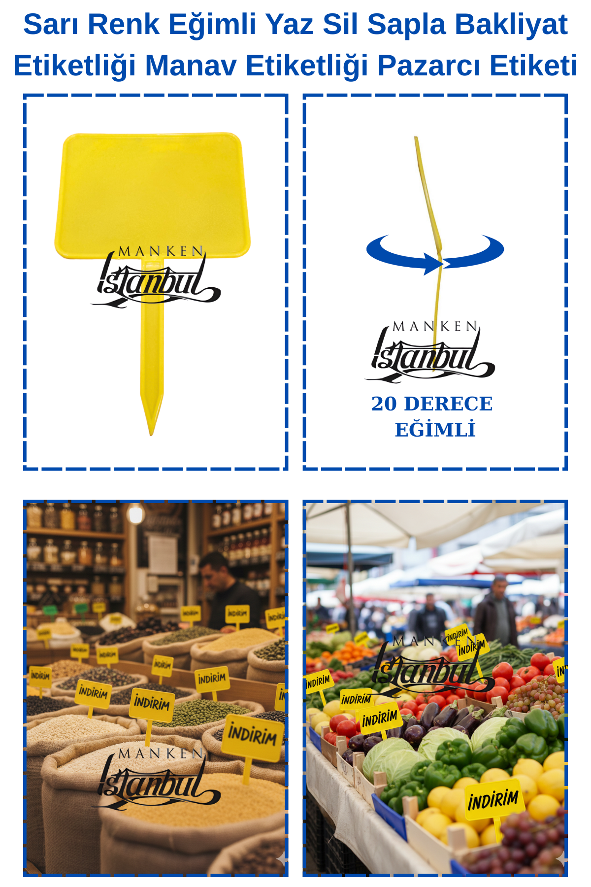 10 Adet Büyük Boy Eğimli Adet Yaz Sil Sapla Bakliyat Etiketliği Manav Etiketliği Pazarcı Etiketi