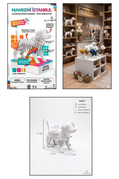 Mini Köpek Vitrin Mankeni - Pet Manken - Köpek Manken