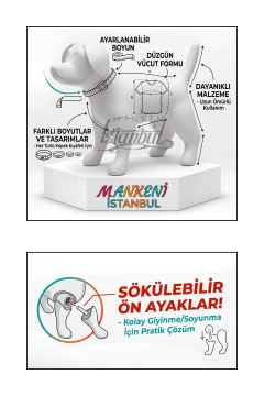 Mini Köpek Vitrin Mankeni - Pet Manken - Köpek Manken