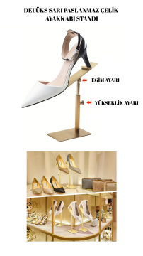 Paslanmaz Satine Mat Gold Çelik Ayarlanabilir Ayakkabı Standı