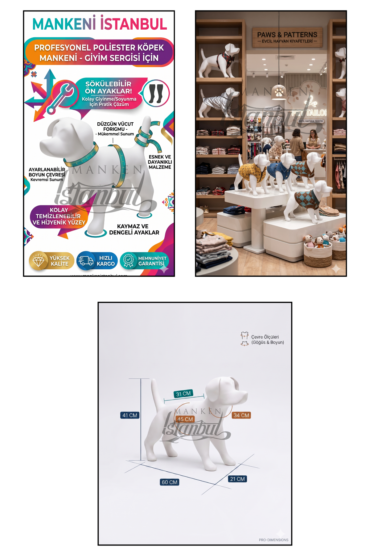 Mini Köpek Vitrin Mankeni - Pet Manken - Köpek Manken