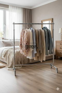 Ev Tipi Yükseklik Ayarlı Tekerlekli Metal Orta Stand