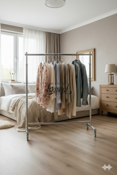 Ev Tipi Yükseklik Ayarlı Tekerlekli Metal Orta Stand