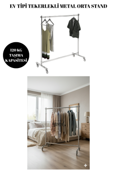 Ev Tipi Yükseklik Ayarlı Tekerlekli Metal Orta Stand