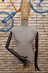 Tel Kafa Keten Kumaş Ahşap Kollu Erkek Terzi Mankeni