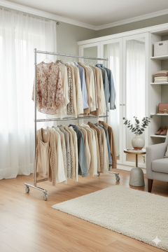 Ev Tipi Çift Katlı Yükseklik Ayarlı Tekerlekli Metal Orta Stand