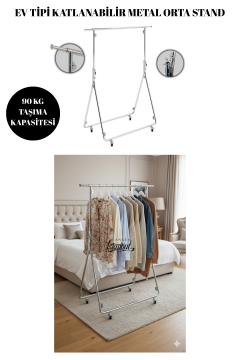 Taşınabilir Katlanabilir Ev Tipi Tekerlekli Metal Orta Stand