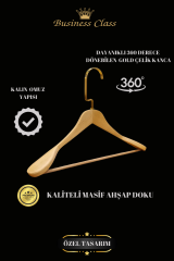 Business Class 5 Adet 48 Cm Masif Ahşap  İtalyan Kanca Takım Elbise Palto Ceket askısı