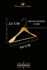 Business Class 5 Adet 48 Cm Masif Ahşap  İtalyan Kanca Takım Elbise Palto Ceket askısı 5 ADET