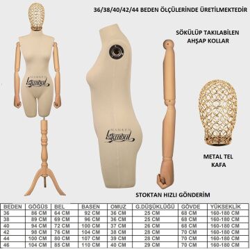 Kollu Tel Kafa Pantolon Giyebilen Terzi Vitrin Mankeni
